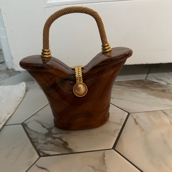 Timmy Woods Wooden Handmade Handbag with Gold Accents - Picture 5 of 10